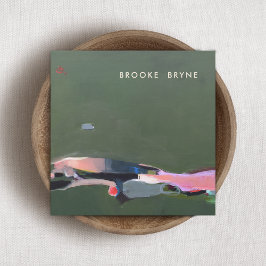 Artistiek Groen Abstract Schilderachtergrond Vierkante Visitekaartje