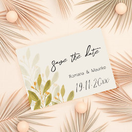 Artistiek Groen T-shirt Waterverf Handbeschilderd Save The Date