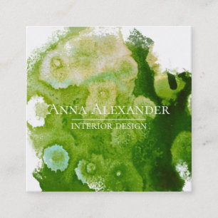 Artistiek groene abstracte aquarel kunst vierkante visitekaartje