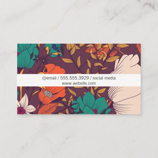 Artistiek illustratief bloempatroon visitekaartje (Achterkant)