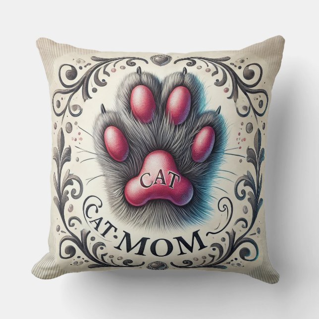 Artistiek kattenpootontwerp kussen (Voorkant)