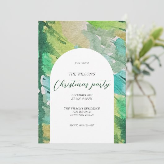 Artistiek Kerst Waterverf Blauw boompatroon Kaart (Staand voorkant)