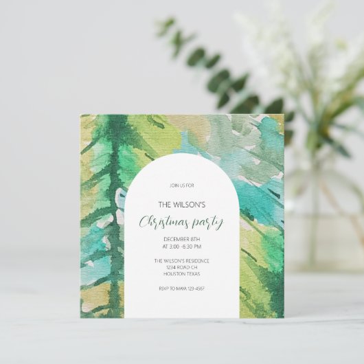 Artistiek Kerst Waterverf Tree Pattern Kaart (Staand voorkant)