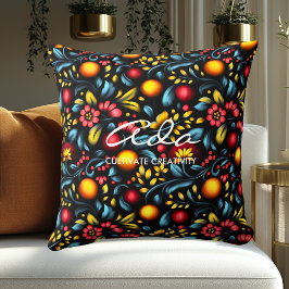 Artistiek Khokhloma Bloemenpatroon Gepersonaliseer Kussen