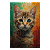 Artistiek Kitten Portret - Levendig olieverfschild Perfect Poster (Voorkant)