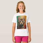 Artistiek Kitten Portret - Levendig olieverfschild T-shirt (Voorkant volledig)