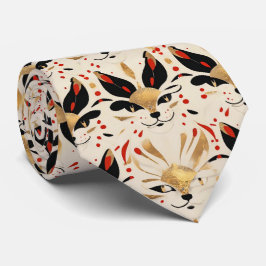 Artistiek kleurrijk art nouveau kattenpatroon stropdas