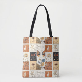 Artistiek Kleurrijk Art Nouveau Schattige Kattenpa Tote Bag