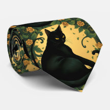 Artistiek Kleurrijk Art Nouveau Zwart Kattenpatroo