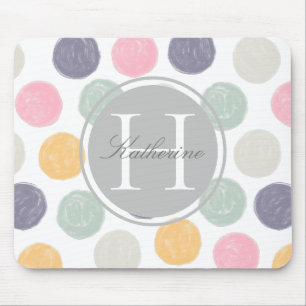 artistiek kleurrijk pastel stippen dubbel monogram muismat