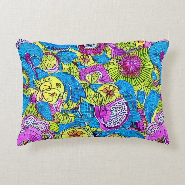 Artistiek kleurrijk schattig gelukkig abstract en  accent kussen (Voorkant)