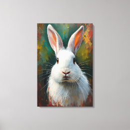 Artistiek Konijnenportret - Levendig olieverfschil Canvas Afdruk