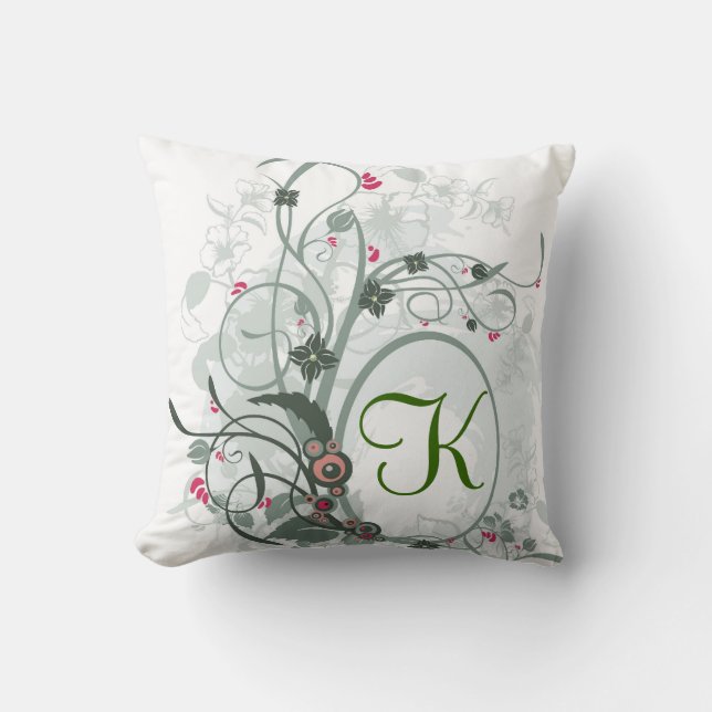 Artistiek Letter K Monogram Kussen (Voorkant)