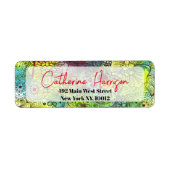 Artistiek Levendige Waterverf en Ink Retouradres Etiket (Voorkant)