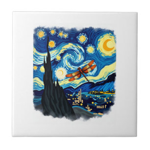 Artistiek Libel Shirt Van Gogh Starry Night Dra Tegeltje