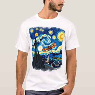 Artistiek Libelleshemd Van Gogh Starry Night Dra T-shirt