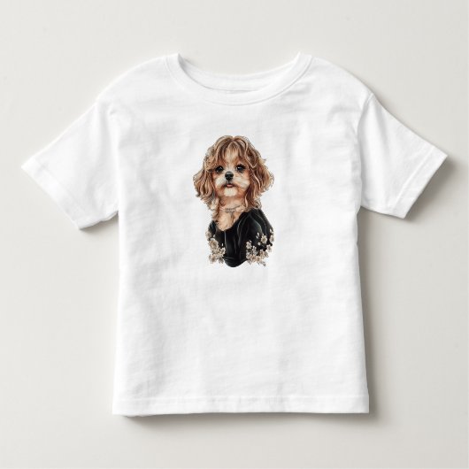 Artistiek Maltipoo Waterverf T-shirt voor peuters (Voorkant)