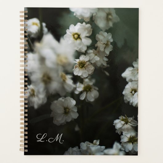 Artistiek melancholisch bloemendrieletter planner (Voorkant)