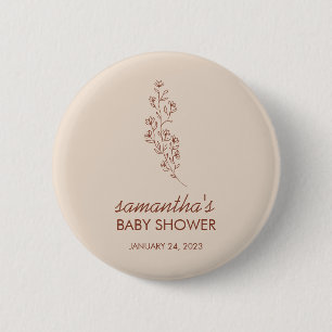 Artistiek met de hand getekend babyshower-script m ronde button 5,7 cm
