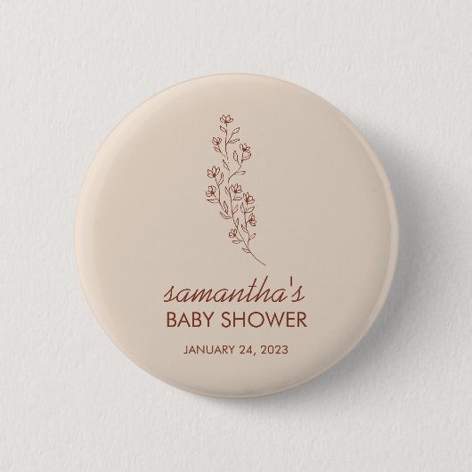 Artistiek met de hand getekend babyshower-script m ronde button 5,7 cm (Voorkant)