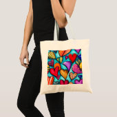 Artistiek met Levendige Harten Tote Bag (Voorkant (product))