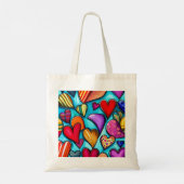 Artistiek met Levendige Harten Tote Bag (Achterkant)