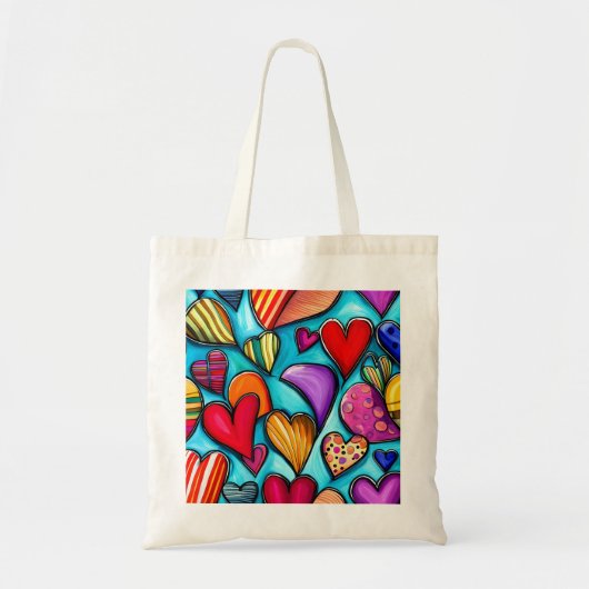 Artistiek met Levendige Harten Tote Bag (Voorkant)