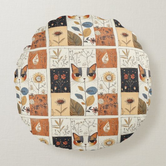 Artistiek mid-century modern cute katten rond kussen (Voorkant)