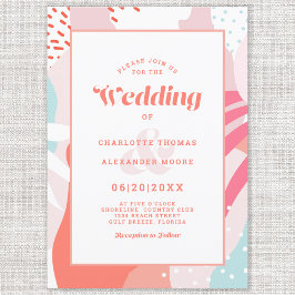 Artistiek Modern Abstract Trouw Koraal Turquoise R Kaart