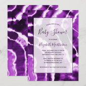 Artistiek Modern Paarse Marmeren Tie Dye Baby show Kaart (Voorkant / Achterkant)