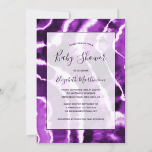Artistiek Modern Paarse Marmeren Tie Dye Baby show Kaart