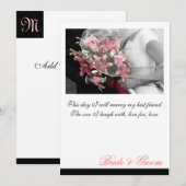 Artistiek Monogram Bloem Bruiloft Uitnodiging (Voorkant / Achterkant)