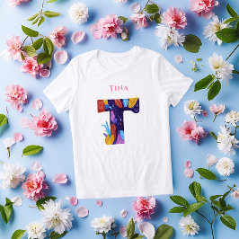 Artistiek Monogram - Letter T Vet en Kleurig Cadea Tri-Blend Shirt