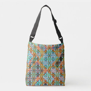 Artistiek Multi Kleur Groen Diamant Patroon Crossbody Tas