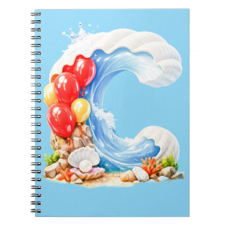 Artistiek Oceaan-Thema Monogram Letter C Notitiebo Notitieboek