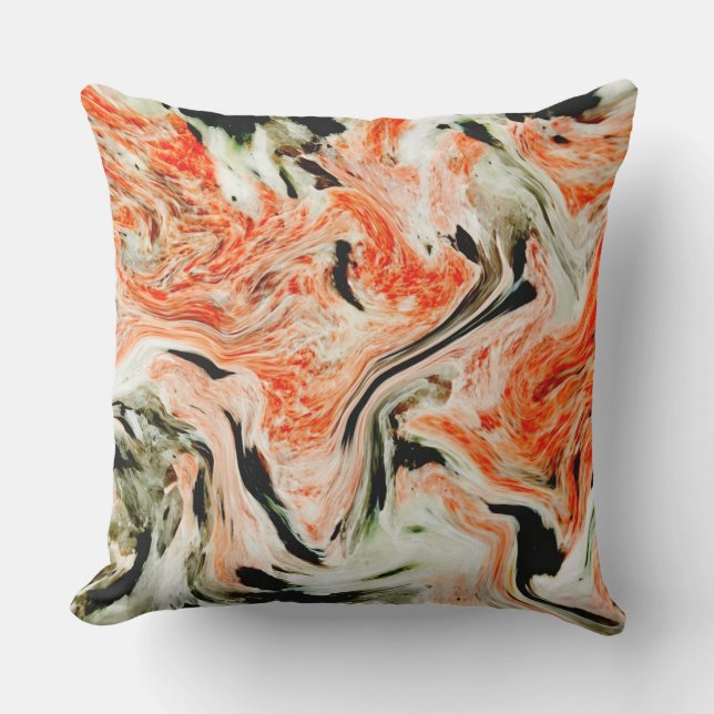 artistiek oranje marmerpatroon kussen (Voorkant)