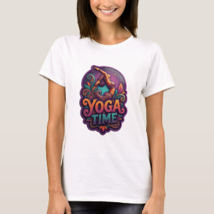 Artistiek Paars YOGA TIME Tekst Design T-shirt