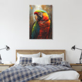 Artistiek papegaaienportret - Levendig olieverfsch Canvas Afdruk (Insitu (Slaapkamer))