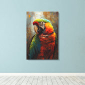 Artistiek papegaaienportret - Levendig olieverfsch Canvas Afdruk (Insitu (Houten vloer))