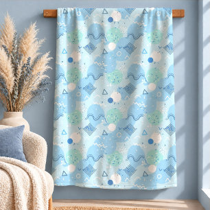 Artistiek Pastelblauw Vormen Worpdeken Design Sherpa Deken