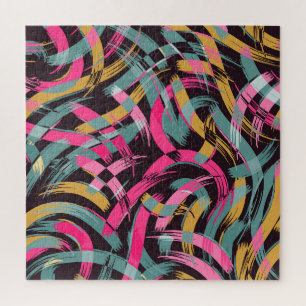 Artistiek penseelstreekpatroon. legpuzzel
