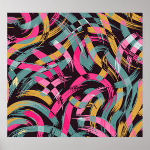 Artistiek penseelstreekpatroon. poster