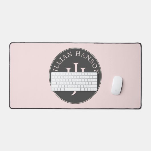 Artistiek Persoonlijk Monogram Naam Logo Blush Roz Bureaumat (Keyboard & Muis)