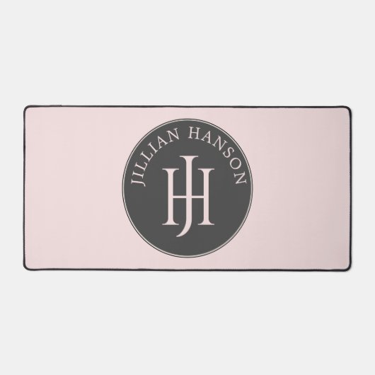 Artistiek Persoonlijk Monogram Naam Logo Blush Roz Bureaumat (Voorkant)