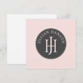 Artistiek Persoonlijk Monogram Naam Logo Blush Roz Notitiekaartje (Voorkant / Achterkant)
