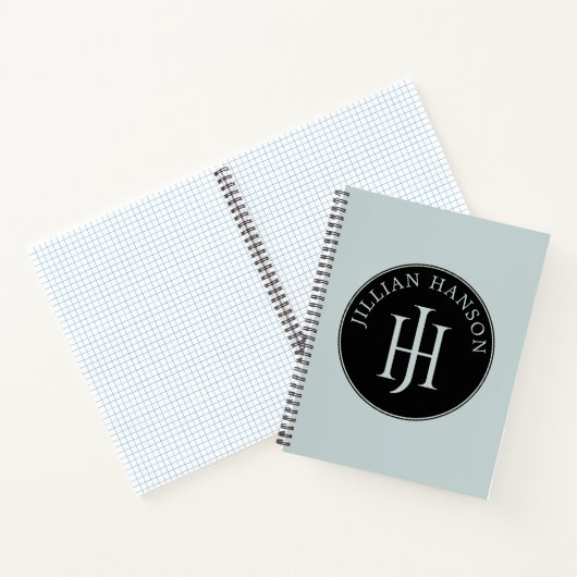 Artistiek Persoonlijk Monogram Naam Logo Smoky Blu Notitieboek (Binnen)