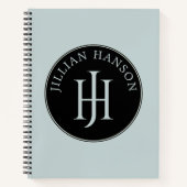 Artistiek Persoonlijk Monogram Naam Logo Smoky Blu Notitieboek (Voorkant)