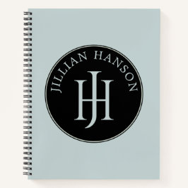 Artistiek Persoonlijk Monogram Naam Logo Smoky Blu Notitieboek