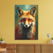 Artistiek Red Fox Portret – Levendig olieverfschil Canvas Afdruk (Insitu (Woonkamer))