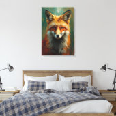 Artistiek Red Fox Portret – Levendig olieverfschil Canvas Afdruk (Insitu (Slaapkamer))